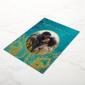 Peacock Feather Jewel Tone Gold Wedding  Folieneinladung (Gedreht)