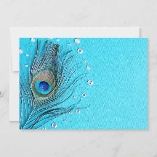 Peacock Feather Jewels Aqua Brautparty Einladung (Rückseite)