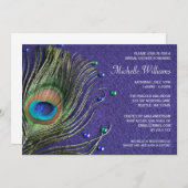 Peacock Feather Jewels Lila Brautparty Einladung (Vorne/Hinten)