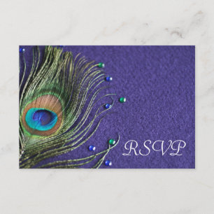 Peacock Feather Jewels Lila UAWG Response Card RSVP Karte