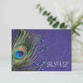 Peacock Feather Jewels Lila UAWG Response Card RSVP Karte (Stehend Vorderseite)