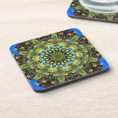 Peacock Feather Kaleidoskop 1 Getränkeuntersetzer (Linke Seite)
