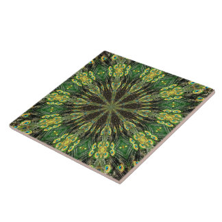 Peacock Feather Kaleidoskop 2 Fliese