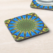 Peacock Feather Kaleidoskop 3 Untersetzer (Linke Seite)