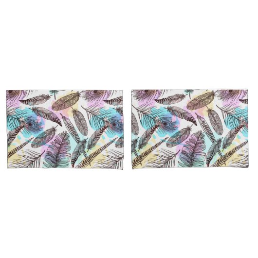 Peacock Feather Kissenbezug (Vorderseite-Set)