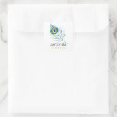 Peacock Feather Labels Quadratischer Aufkleber (Tasche)
