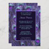 Peacock Feather Lila Drama - Brautparty Einladung (Vorne/Hinten)