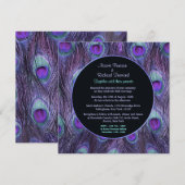 Peacock Feather Lila Drama Wedding Einladung (Vorne/Hinten)