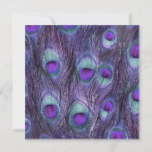 Peacock Feather Lila Drama Wedding Einladung (Rückseite)