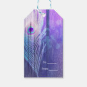 Peacock Feather Lila Glam Boho Chic Gastgeschenk Geschenkanhänger (Vorderseite)