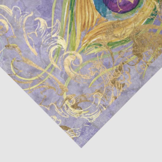 Peacock Feather Lila Gold Fossilienmuseum Barock Seidenpapier (Ausschnitt)