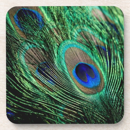 Peacock Feather Lucky Getränkeuntersetzer (Vorderseite)