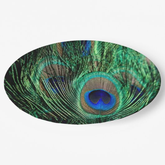 Peacock Feather Lucky Pappteller (Schrägansicht)