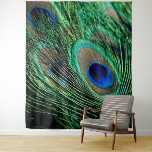 Peacock Feather Lucky Wandteppich