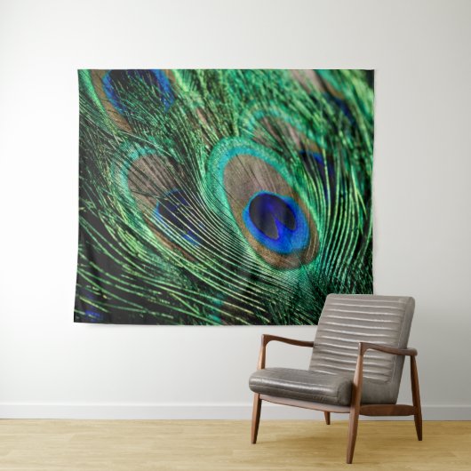 Peacock Feather Lucky Wandteppich (Beispiel (Horizontal))