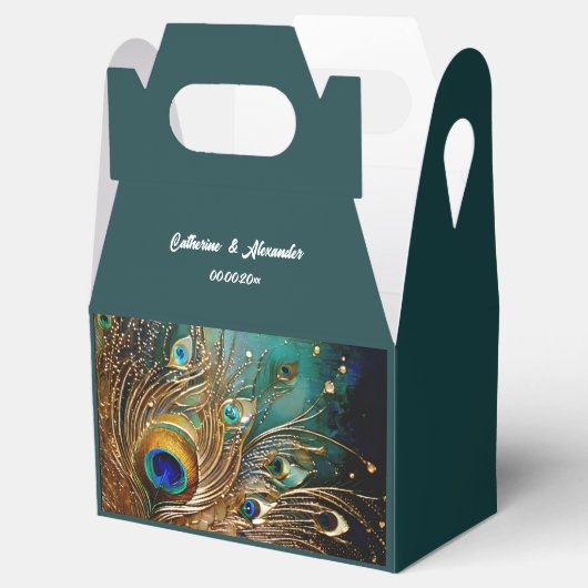 Peacock feather luxuriösen plume editierbaren Text Geschenkschachtel (Geöffnet)