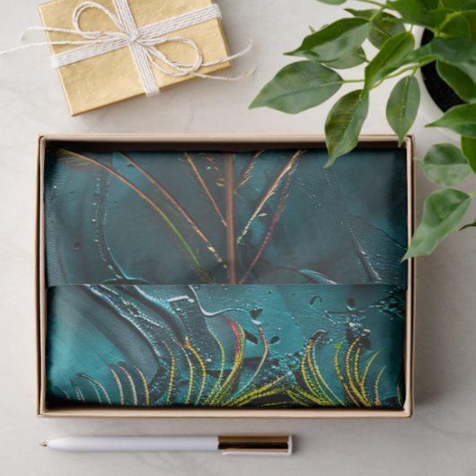 Peacock Feather Macro Oil Painting Decoupage Seidenpapier (Geschenk)