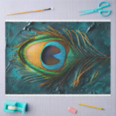 Peacock Feather Macro Oil Painting Decoupage Seidenpapier (Basteln)