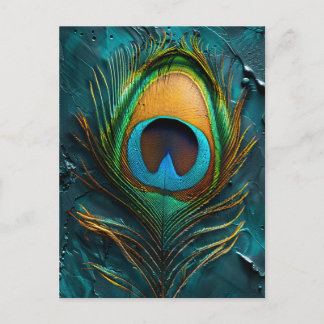 Peacock Feather Macro Oil Painting Postkarte