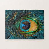 Peacock Feather Macro Oil Painting Puzzle (Horizontal)