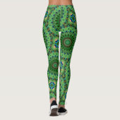 Peacock Feather Mandala Emerald und Blue Symmetry Leggings (Rückseite)