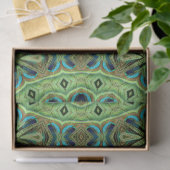 Peacock Feather Mandala Emerald und Blue Symmetry Seidenpapier (Geschenk)