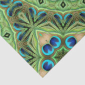 Peacock Feather Mandala Emerald und Blue Symmetry Seidenpapier (Detail)