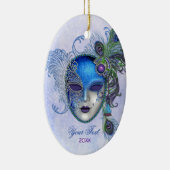 Peacock Feather Masquerade Mask Keramik Ornament (Rechts)