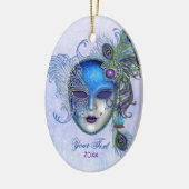 Peacock Feather Masquerade Mask Keramik Ornament (Links)