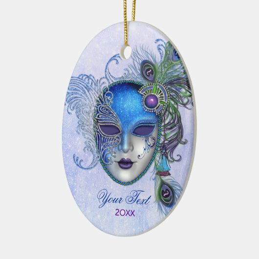 Peacock Feather Masquerade Mask Keramik Ornament (Links)