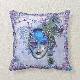 Peacock Feather Masquerade Mask Kissen