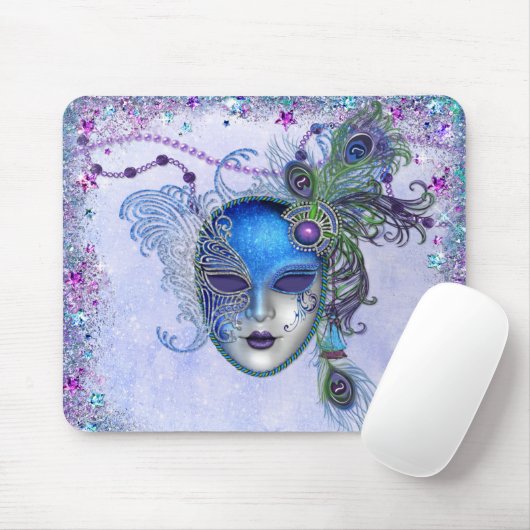 Peacock Feather Masquerade Mask Mousepad (Mit Mouse)