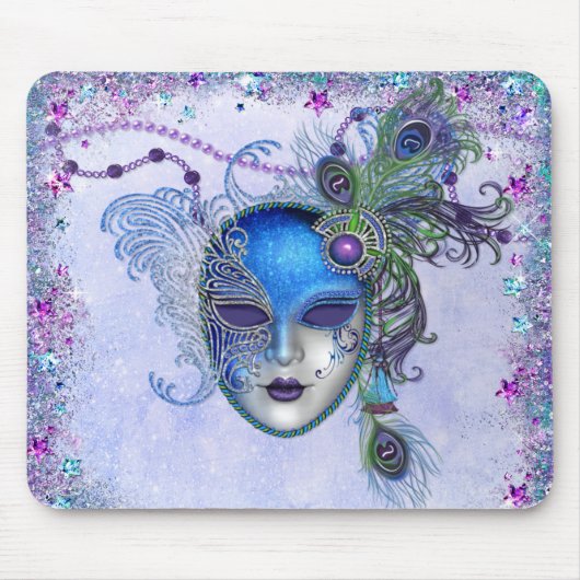 Peacock Feather Masquerade Mask Mousepad (Vorne)