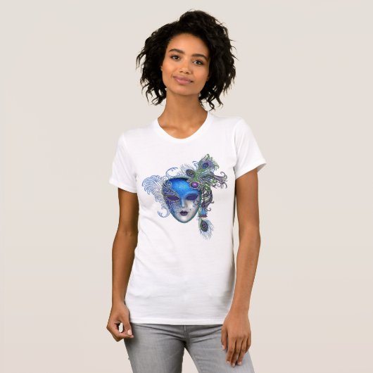 Peacock Feather Masquerade Mask T-Shirt (Vorne ganz)