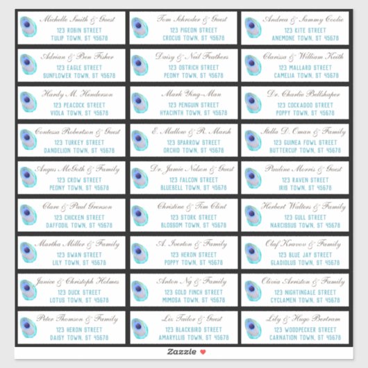 Peacock Feather Modern Wedding Guest Address Aufkleber (Blatt)