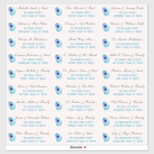 Peacock Feather Modern Wedding Guest Address Stick Aufkleber (Blatt)