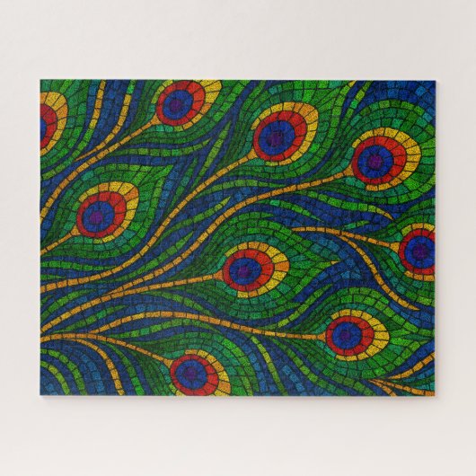 Peacock Feather Mosaic Puzzle (Horizontal)