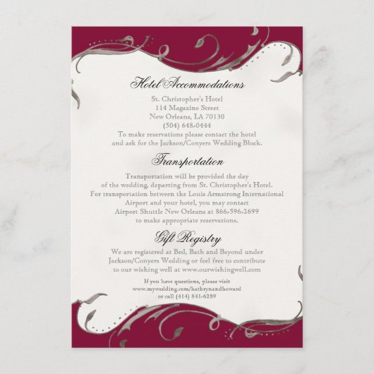 Peacock Feather n Wirbel - Empfang, Karte, Hotel Begleitkarte (Vorderseite)