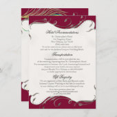 Peacock Feather n Wirbel - Empfang, Karte, Hotel Begleitkarte (Vorne/Hinten)