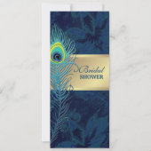 Peacock Feather Navy Blue Pattern Brautparty Einladung (Vorderseite)