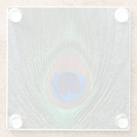 Peacock Feather on Gray Glasuntersetzer (Rückseite)
