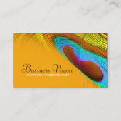 Peacock Feather Orange Business Card Visitenkarte (Rückseite)