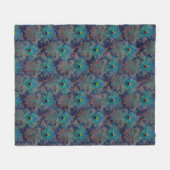 Peacock feather paisley lila aquamarines Gold boho Fleecedecke (Vorderseite (Horizontal))