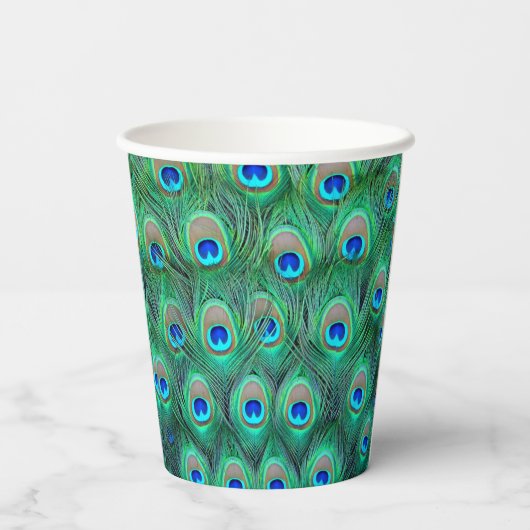 Peacock Feather Paper Cups Pappbecher (Rückseite)