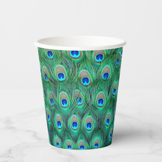 Peacock Feather Paper Cups Pappbecher (Vorderseite)