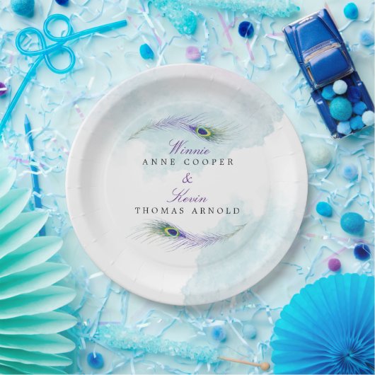 Peacock Feather Pappteller (Party)