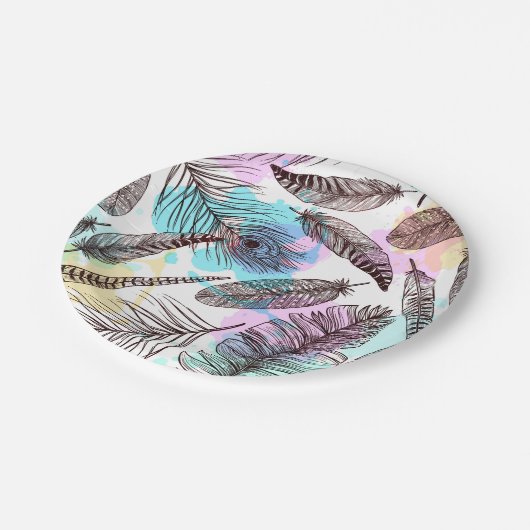 Peacock Feather Pappteller (Schrägansicht)