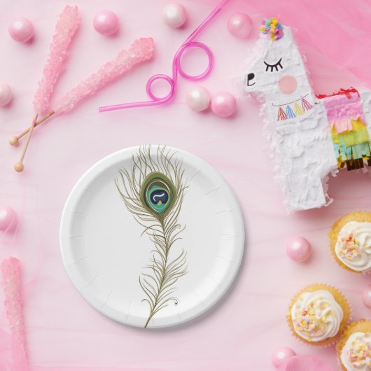 Peacock Feather Pappteller (Party)