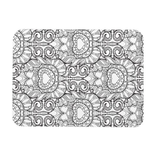 Peacock Feather Pattern Doodle Magnet (Horizontal)