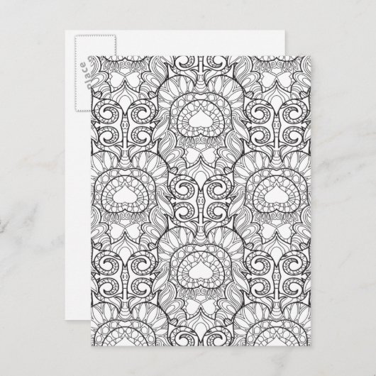 Peacock Feather Pattern Doodle Postkarte (Vorne/Hinten)